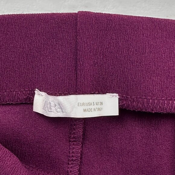 Zara Womens Maxi Pencil Skirt Burgundy Sz S High Waist-Back Slit-Elastic Waist - Picture 3 of 9